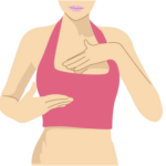 粉色背心女性進行胸部淋巴或乳腺按摩插圖